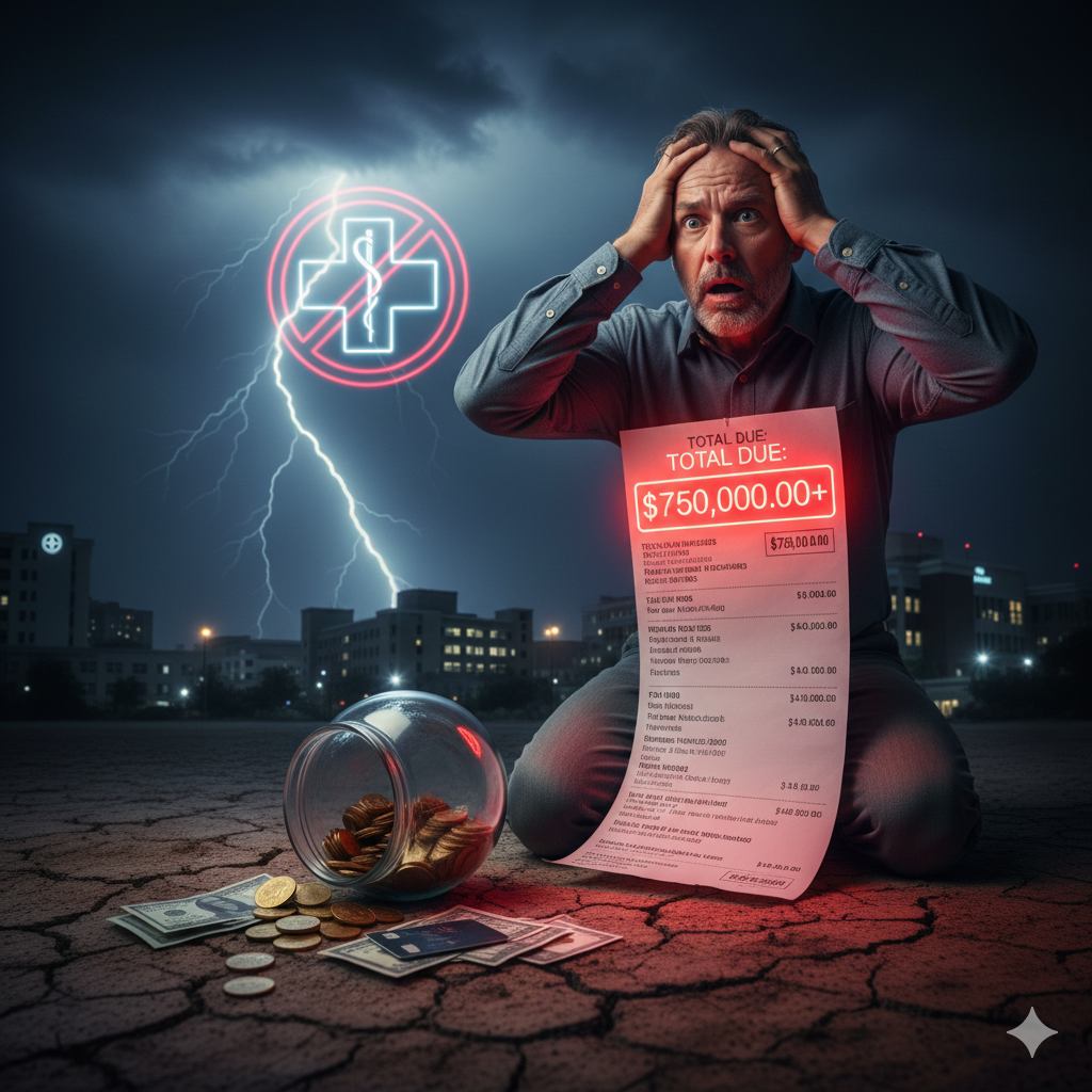 Pessoa preocupada olhando para a conta do hospital